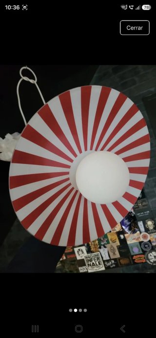 Lámpara Techo Retro Pop/Space Age Roja y Blanca