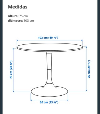 Mesa Redonda Ikea Docksta Blanca