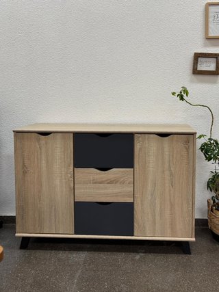 Nuevo aparador barato madera y negro grande