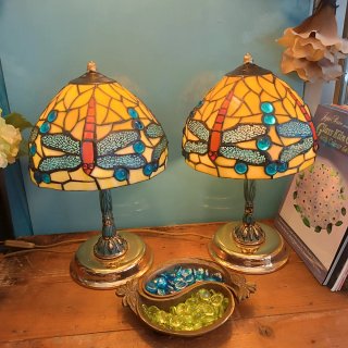 Coppia di lampade Tiffany libellula vintage