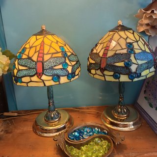 Coppia di lampade Tiffany libellula vintage