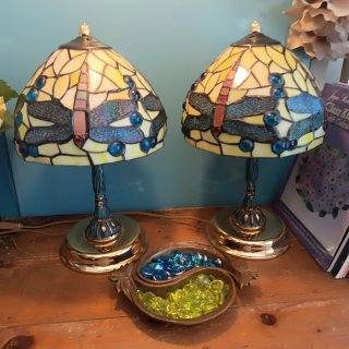 Coppia di lampade Tiffany libellula vintage