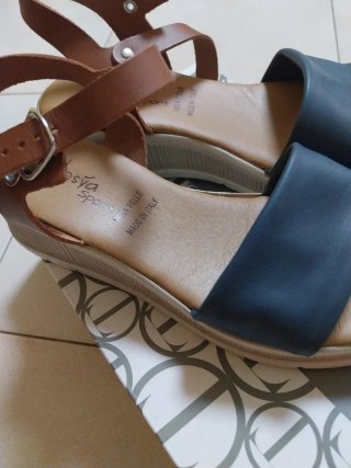 Sandali Alesia Sport fascia blu e cuoio