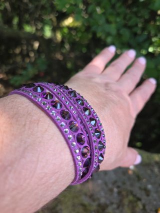 Pulsera Swarovski rosa y Plateada