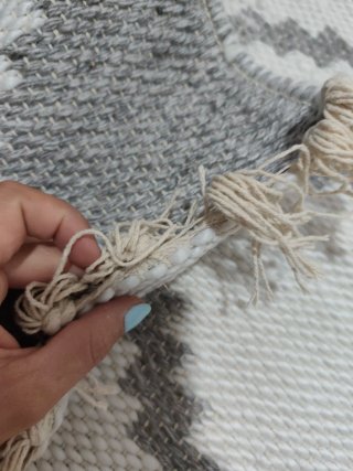 Alfombra interior gris y blanca