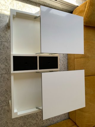 Mesa centro elevable blanca con almacenaje