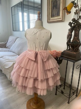 2 Vestido Comunión Blanco y Rosa Tul