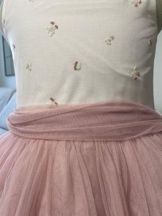 2 Vestido Comunión Blanco y Rosa Tul