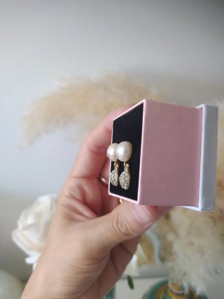 Vintage pendientes Perlas y Brillantes Dorados