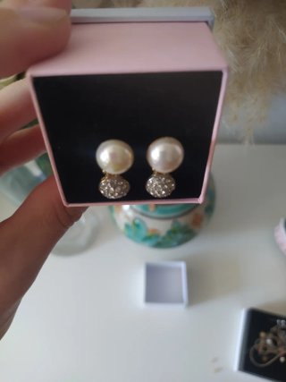 Vintage pendientes Perlas y Brillantes Dorados