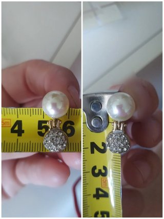 Vintage pendientes Perlas y Brillantes Dorados