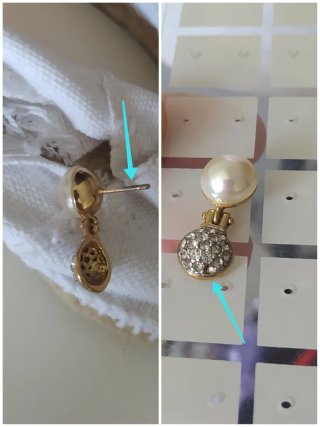 Vintage pendientes Perlas y Brillantes Dorados