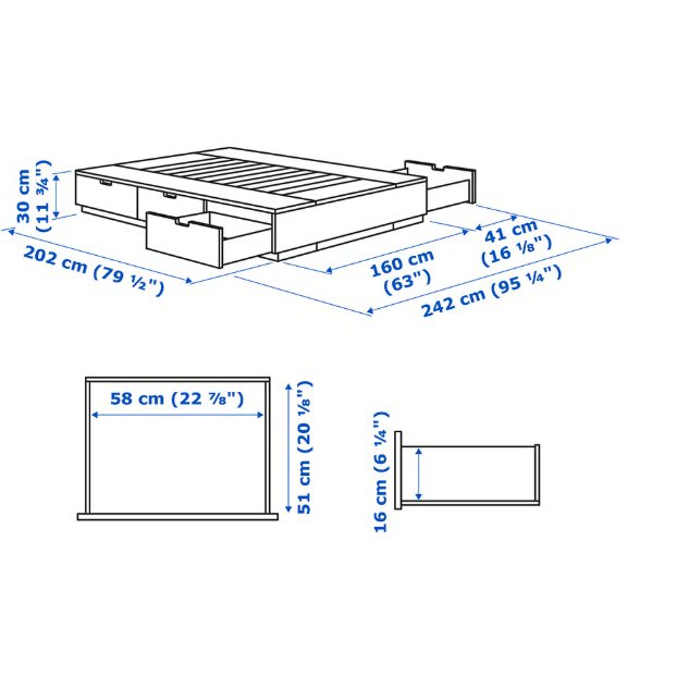 Estructura Cama IKEA NORDLI Blanca con Cajones