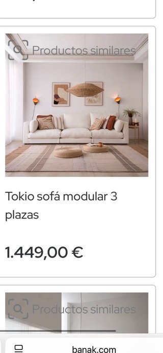 Sofá Banak Nola Beige 296x103x87