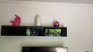 Mueble TV negro cristal y madera