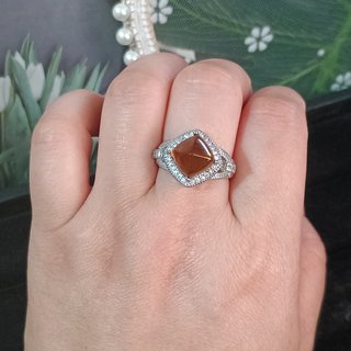 Anillo Acero Inoxidable Citrino Natural