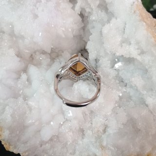 Anillo Acero Inoxidable Citrino Natural