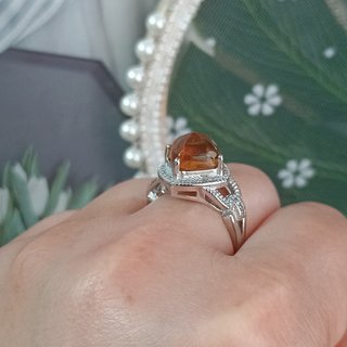 Anillo Acero Inoxidable Citrino Natural