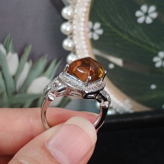 Anillo Acero Inoxidable Citrino Natural