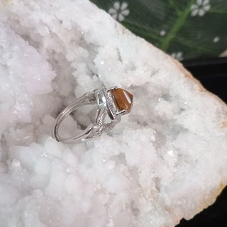 Anillo Acero Inoxidable Citrino Natural
