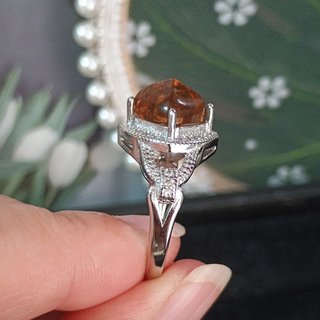 Anillo Acero Inoxidable Citrino Natural