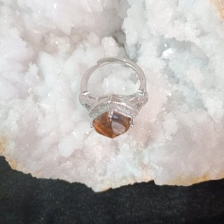 Anillo Acero Inoxidable Citrino Natural