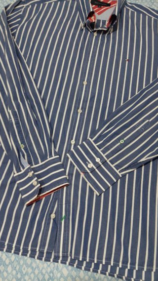 Camicia Tommy Hilfiger Uomo XL Righe Blu Bianco