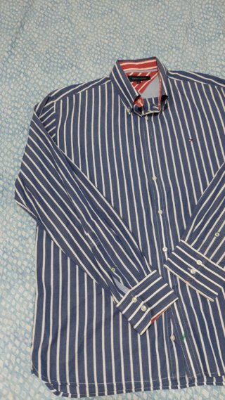 Camicia Tommy Hilfiger Uomo XL Righe Blu Bianco
