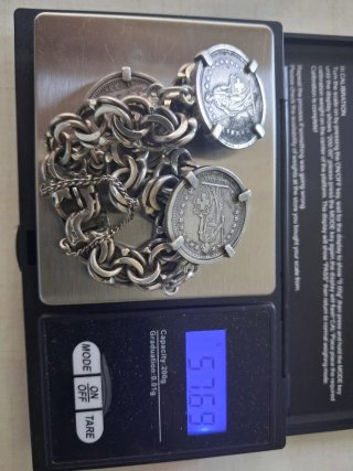 Bracciale vintage in argento sterling con monete