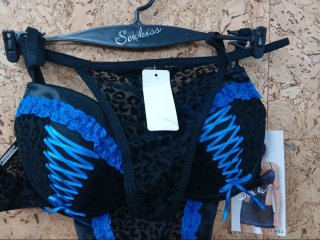 Conjunto Lencería Negro y Azul
