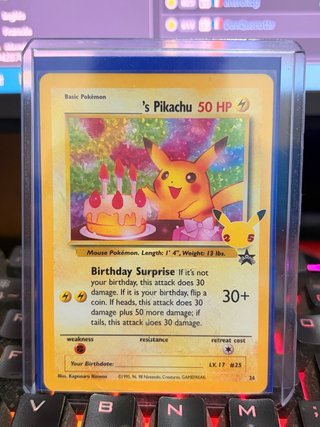 Carta Pikachu Cumpleaños 25 Aniversario PROMO