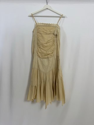 Vestido Boho Vintage Beige/Amarillo Talla M