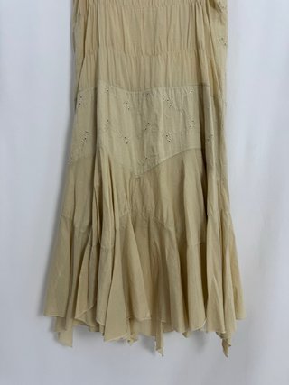 Vestido Boho Vintage Beige/Amarillo Talla M