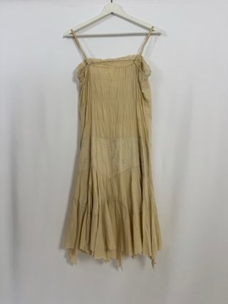Vestido Boho Vintage Beige/Amarillo Talla M