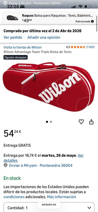 Raquetero Wilson Advantage Team Triple