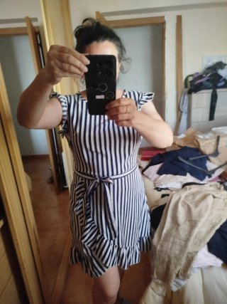 Vestido playero rayas azul y blanco