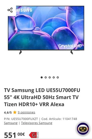TV Samsung UE55U7000FU 55 4K HDR10+ Alexa