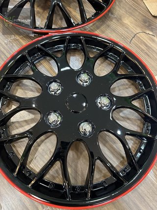 AutoStyle Tapacubos 15 pulgada Kit negro/rojo