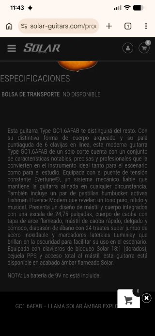 Guitarra Solar GC 1.6A FAB