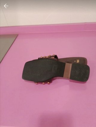 Sandalias Zara Mule Tachuelas Marrón Talla 36