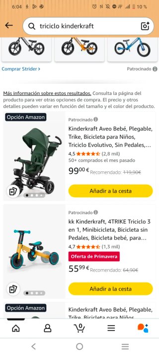 Triciclo paseo niñ@ plegable evolutivo.