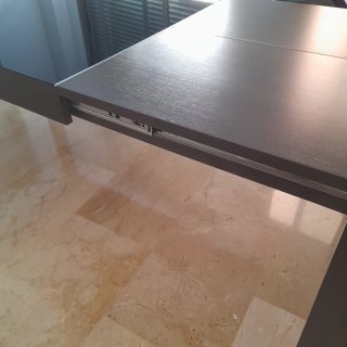 Mesa comedor cristal y madera 1,40 extensible 2M