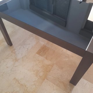 Mesa comedor cristal y madera 1,40 extensible 2M