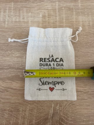 Bolsita de tela con frase (Lote de 59 bolsitas)
