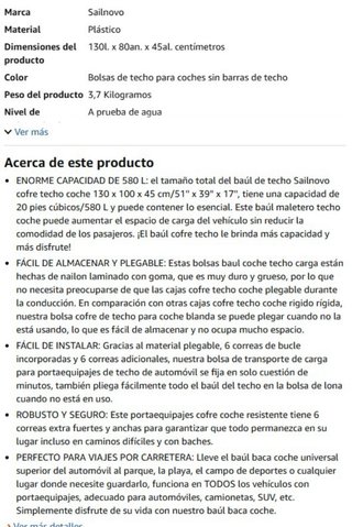 Sailnovo Cofre de Techo para automóvil