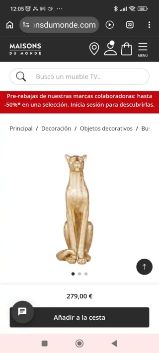 Escultura Leona Poliresina Dorada