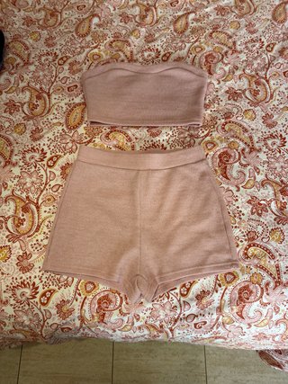 Conjunto rosa palo top y pantalon corto