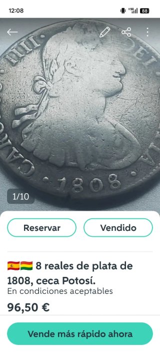 🇪🇸 OFERTA!!! 2 Monedas 8 Reales de plata,1807-08