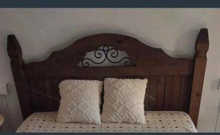 Cabecero rústico madera y hierro forjado Cama 135