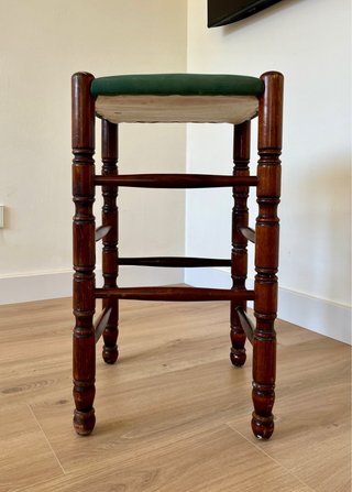 Pareja de taburetes rústicos madera y tela